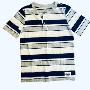 Carter’s Boys Navy, Grey and White Striped Henley Tshirt | 5